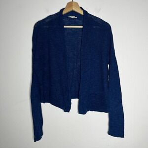 Eileen Fisher Organic Linen Cotton Cropped Cardigan in Blue size medium‎